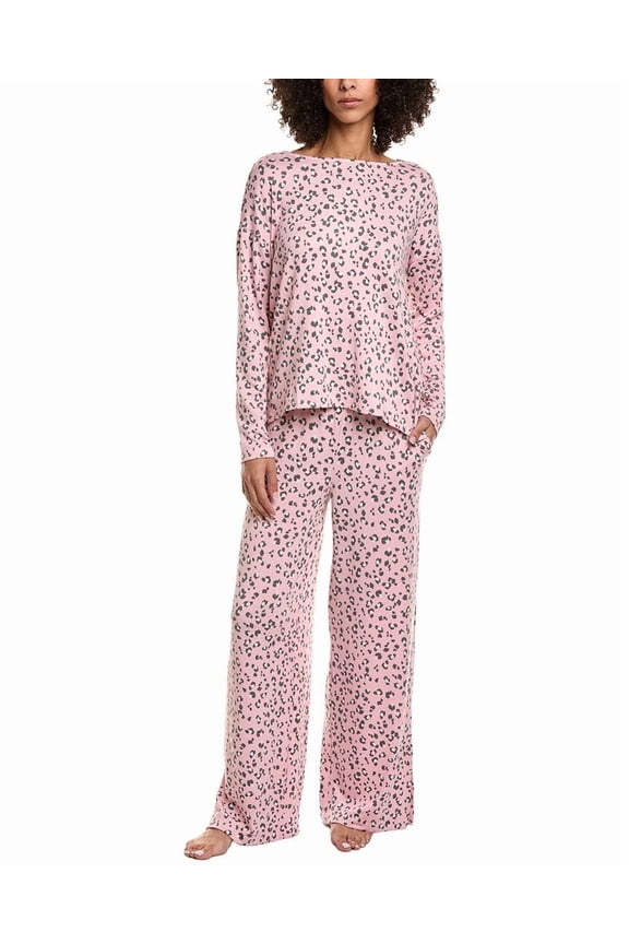womens 2pc Top & Pant Sleep Set, m, Pink