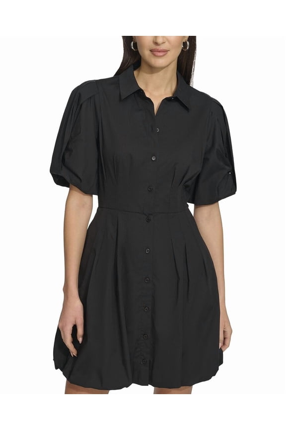 womens Collar Poplin Mini Dress, 4