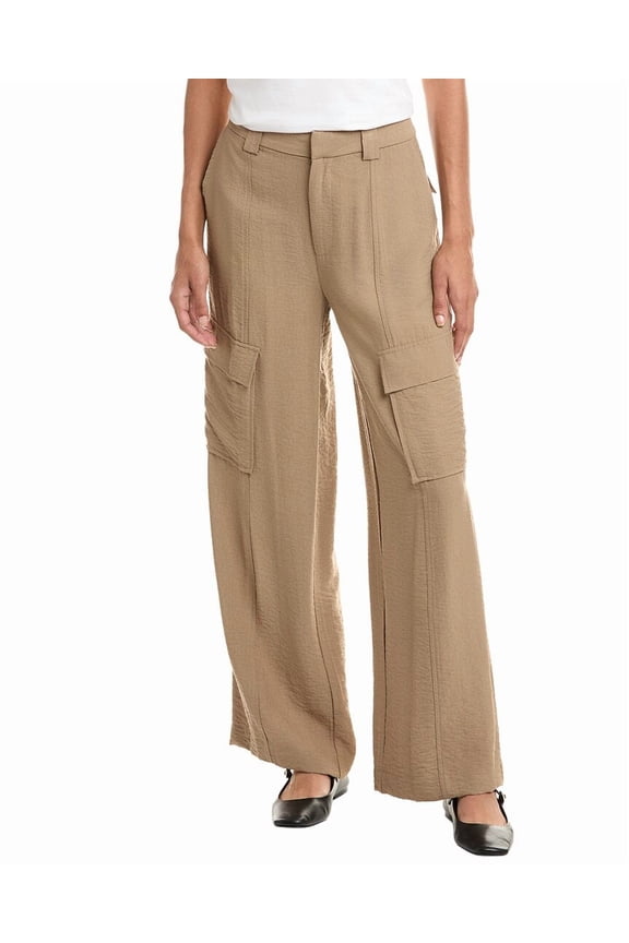 womens Crinkle Dressing Cargo Pant, 12, Brown