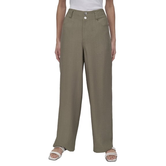 DKNY womens Crinkle Dressing Trouser, 4, Green