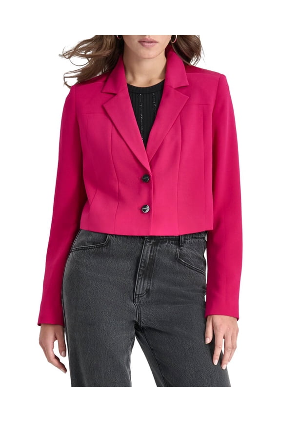 womens Cropped Two-Button Blazer, l, Pink