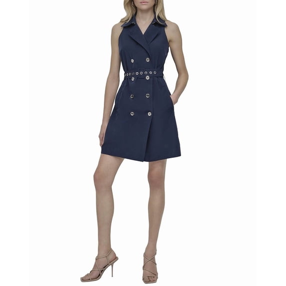 DKNY womens Fit & Flare Vest Dress, 8, Blue