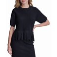 thumbnail image 1 of DKNY womens  Fringe Sweater, s, Black, 1 of 4