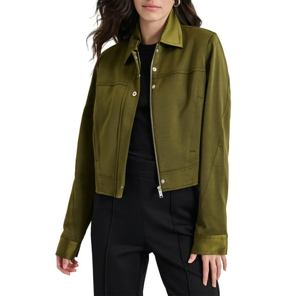 DKNY womens  Glazed Dressing Crop Jacket, s, Green