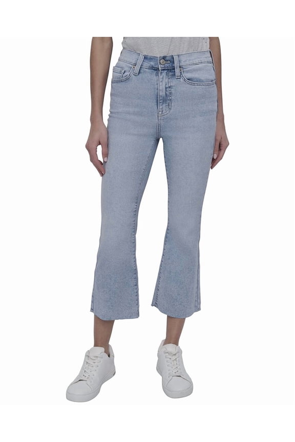 womens  High Rise Ecru Flare Jean, 27