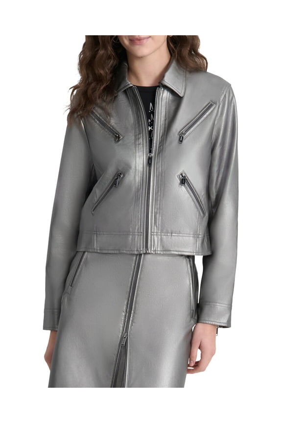 womens Moto Jacket, XL, Grey