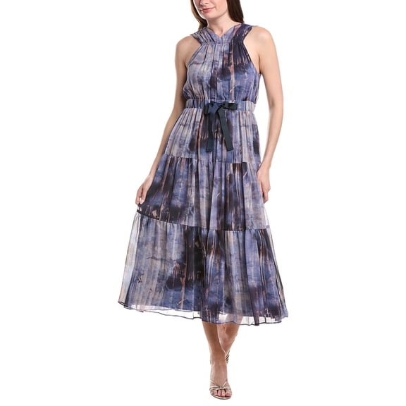 DKNY womens Pleated Chiffon Tie Dress, l