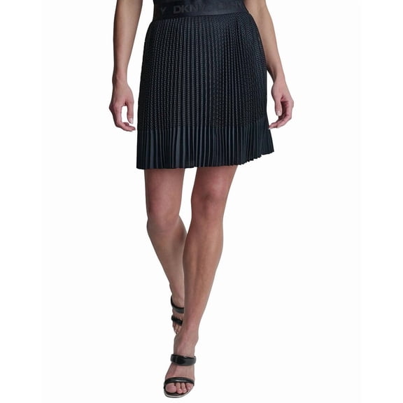DKNY womens Pleated Mix Media Mini Skirt, s