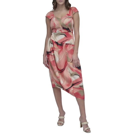 DKNY womens Printed Asymmetrical Dress, 16