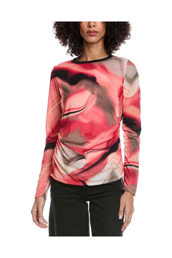 womens Printed Top, m, Red