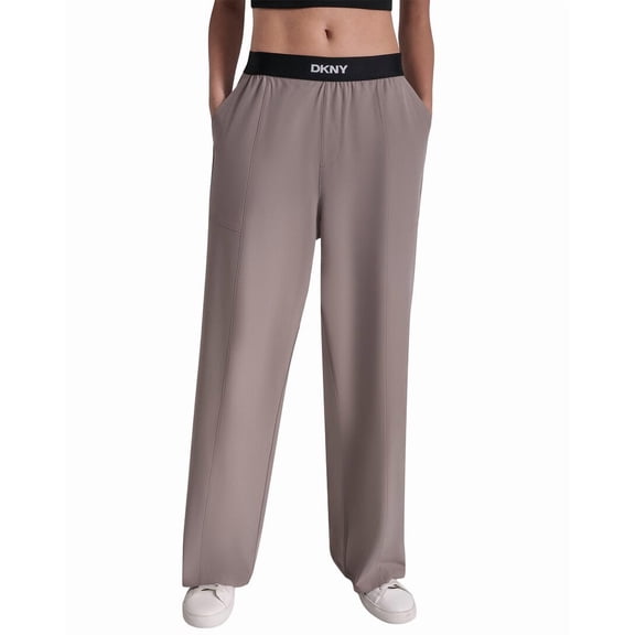 DKNY womens Pull On Logo Pant, xs, Tan