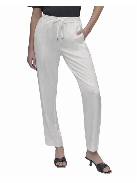 womens Pull-On Side Stitch Track Pant, s, White