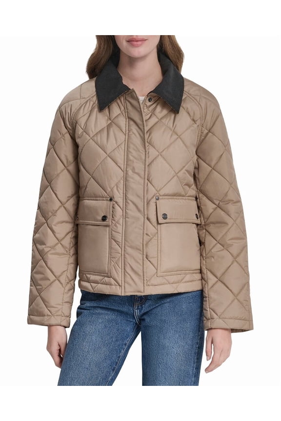 womens  Quilted Barn Jacket, m, Tan
