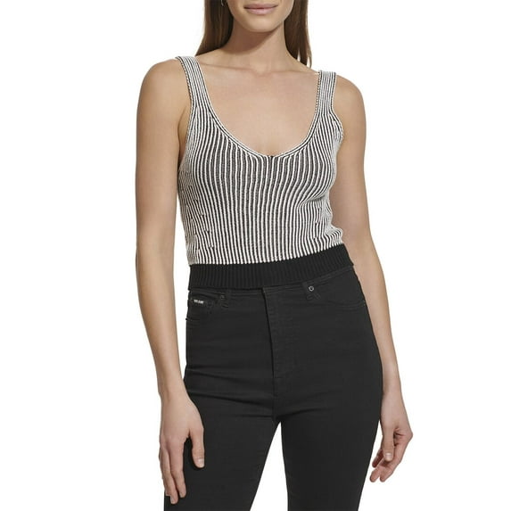 DKNY womens Rib Crop Sweater, l