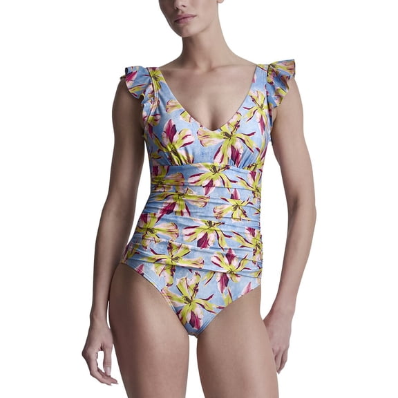 DKNY womens Ruffle Sleeve Swimsuit, s