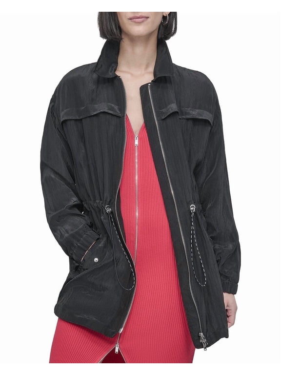 womens Textured Anorak Jacket, xs, Black