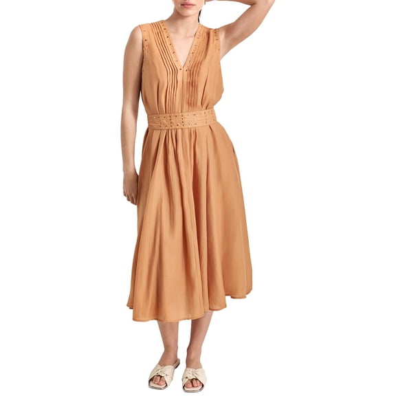 DKNY womens V-Neck Belt Dress, m