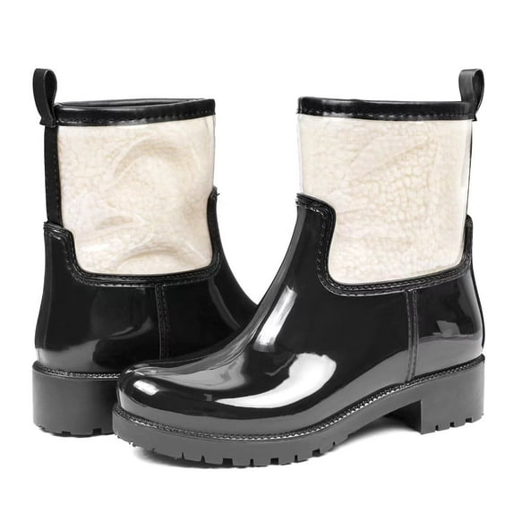 DKSUKO Women's Rain Boot Mid Calf Waterproof Boots,Comfort Women Ankle Boots Lightweight Snow Boots For Working In Garden,Ladies Outdoor Work Shoes(9,Grey)