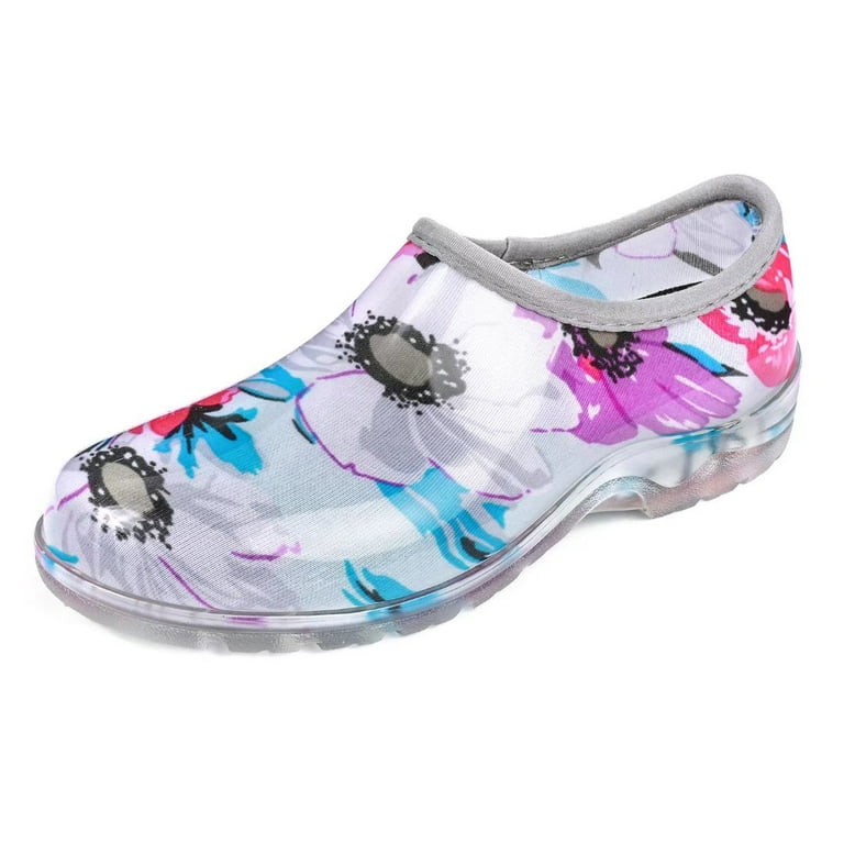 DKSUKO Women s Rain Boots Waterproof High Top Rain Shoes with Lace Up Anti Slip Garden Shoes Colorful flowers 10 Walmart