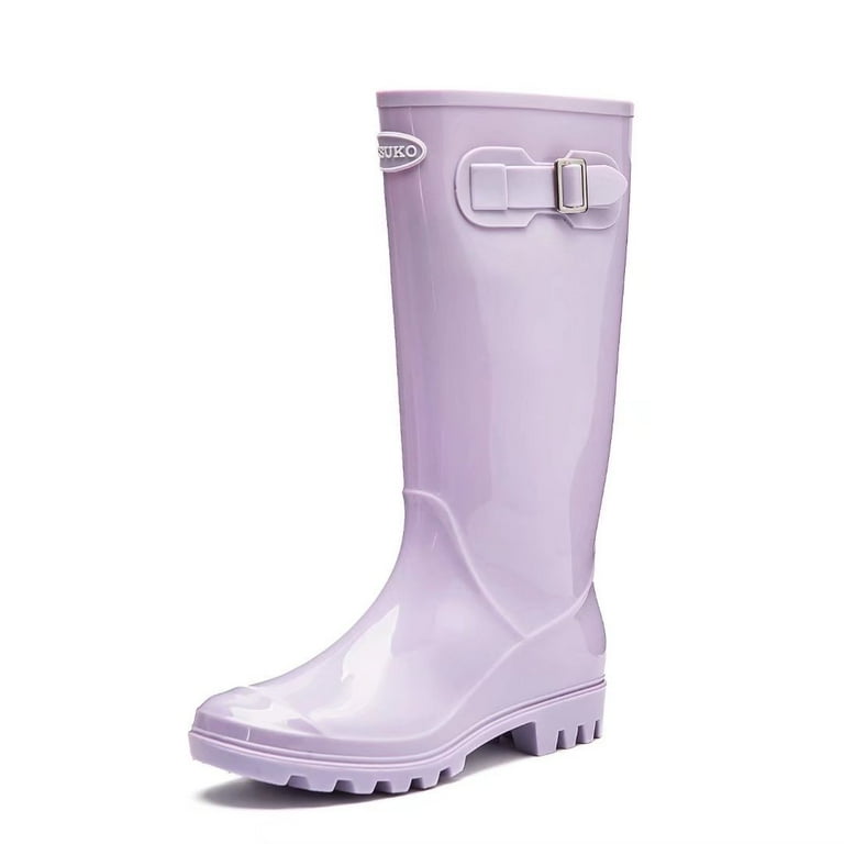 DKSUKO Women's Tall Rain Boots Waterproof Wellington Boots(9 B(M
