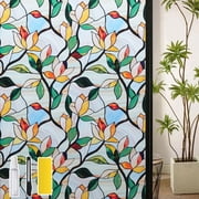 DKTIE 17.7 x 78.7 Vibrant Floral Decorative Window Film   Privacy Protection, UV Blocking, Static Cling, Easy Install with Tools Included