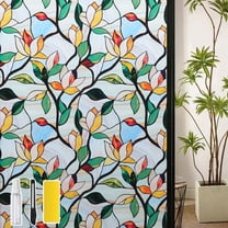 DKTIE 17.7" x 78.7" Vibrant Floral Decorative Window Film – Privacy Protection, UV Blocking, Static Cling, Easy Install with Tools Included