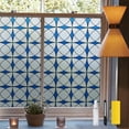 thumbnail image 1 of DKTIE 17.7" x 78.7" Blue Geometric Circular Decorative Window Privacy Film, Sunshade and UV Protection, Electrostatic Adhesive Installation, Reusable, 1 of 8