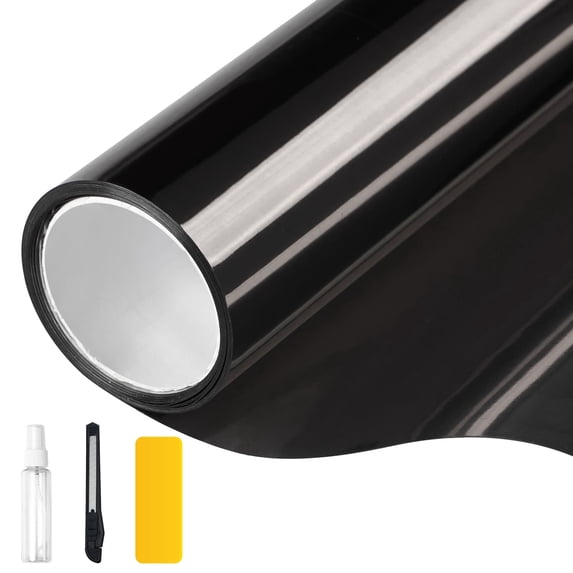 DKTIE 17.7" x 78.7" One-Way Reflective Privacy Window Film Privacy Static Non-Adhesive Decorative Heat Control Anti UV Window Tint for Home and Office