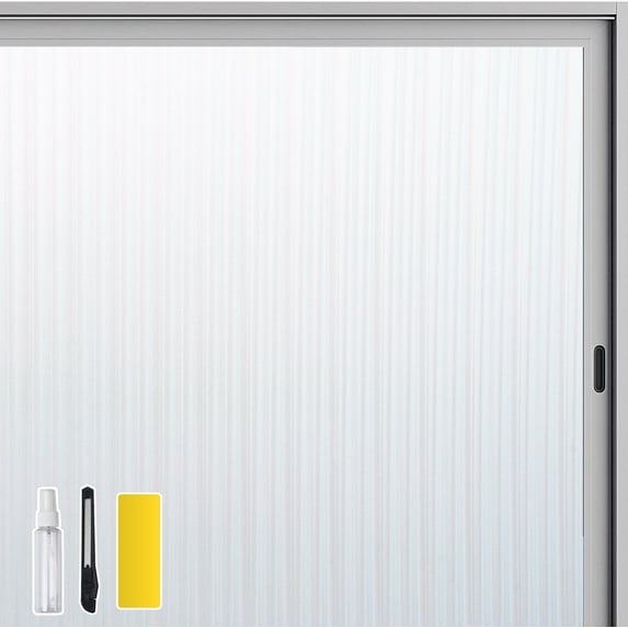 DKTIE 17.7" x 78.7" Reeded Glass Window Privacy Film, Frosted Window Vinyl, Day and Night Privacy UV Blocking Window Film with Installation Tools for Home Office