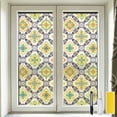 thumbnail image 1 of DKTIE 17.7" x 78.7" Sicilian Tile Decorative Window Privacy Film, Static Cling Stained Glass Window Film, UV Blocking Heat Control Window Tint with Installation Tools for Home Bathroom, 1 of 8