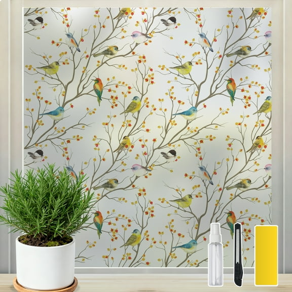 DKTIE 17.7"x78.7" Exquisite Window Film, Electrostatic Adsorption Instesistance and Other Properties, Suitaallation, Easy to Remove, Frosted Design, Featuring Sun Shading.