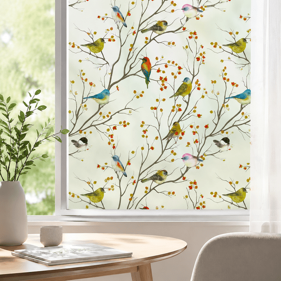 DKTIE Window Privacy Static Cling Film with Easy Application Kit, Decorative Stained Glass Look, Frosted Opaque Non-Adhesive Removable Cover for Bathroom Shower Door, 17.7 x 78.7 Inches