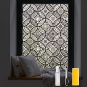 DKTIE 17.7x78.7 Black Glazed Pattern Fine Matte Window Film, Electrostatic Adsorption Installation Tool for Installation, Can Block Sunlight, Keep Heat and Protect from Ultraviolet rays.