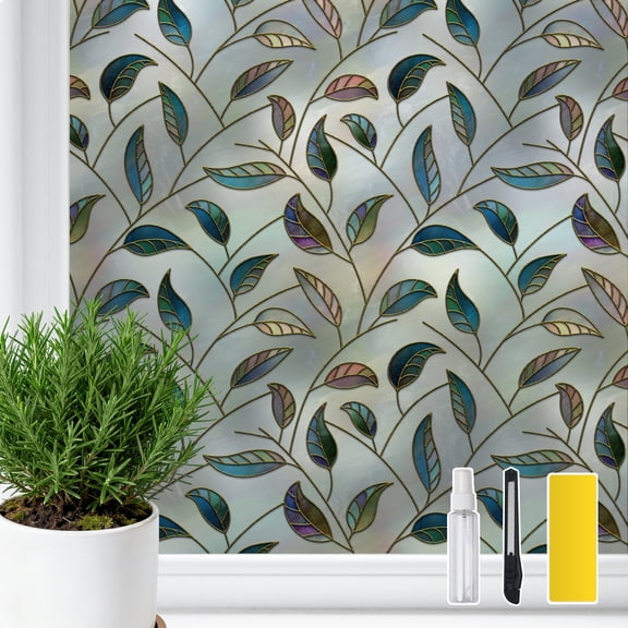 DKTIE 17.7"x78.7" Fine-Grained Textured Window Film, Electrostatically Adhered Installation, with Installation Tools Provided. Can Insulate and Protect Against Ultraviolet Rays.