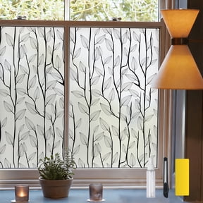 DKTIE The Sunshade Window Film Decorated with Black and White Branches Can Resist Ultraviolet Rays, Prevent Static Electricity, and Resist Heat. It Is Also Detachable, 17.7"x78.7"
