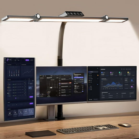 DKTIOP Large Desk Lamps for Home Office, 27.1 Architect Desk Lamp with Clamp, 24W Ultra Bright LED Desk Light Stepless Dimming Eye-Caring Office Desk Lamp for Study Work