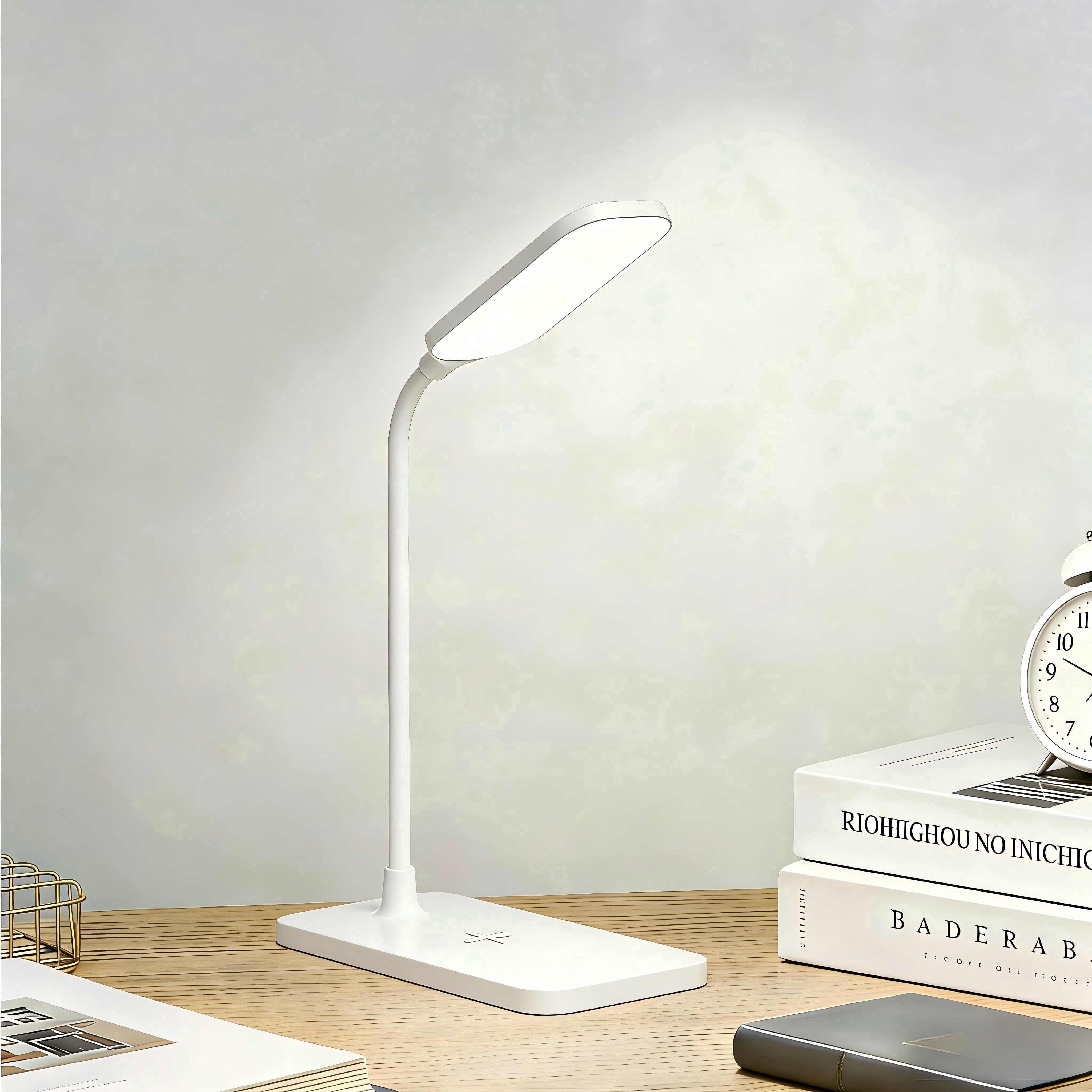 DKTIOP Small Led Desk Lamp for an Office in Home with USB Port - 3 Modes Dimmable Gooseneck Desk Light（White）