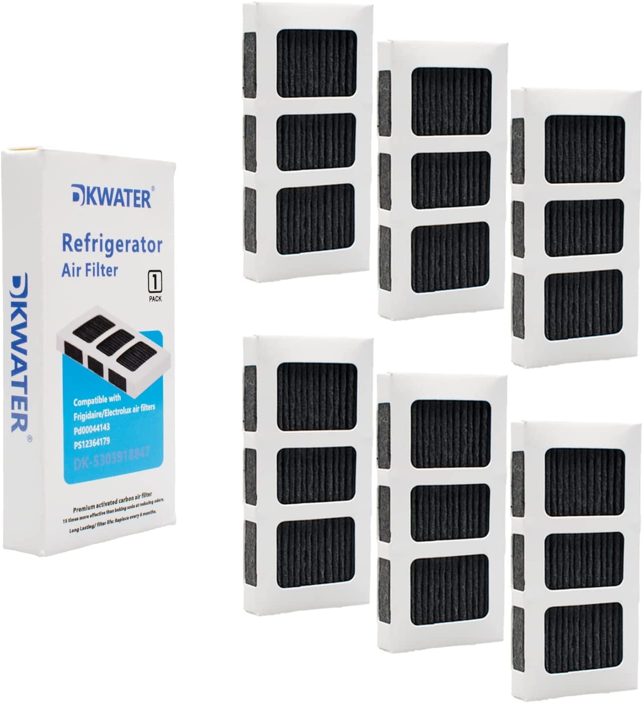 DKWATER 6 Pack Refrigerator Air Filter Replacement Pure Air Ultra II