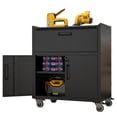 thumbnail image 1 of DKYNDSYN Metal Storage Cabinet with Wheels, Lockable Tool Cabinet with Adjustable Shelf, Rolling Garage Cabinet with 1 Drawer and 2 Doors, 29.5x16.5x34.6 inches, 500 lbs Capacity, Black, 1 of 7