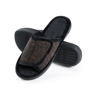 DL Adjustable Mens Slippers Memory Foam Open Toe House Slippers