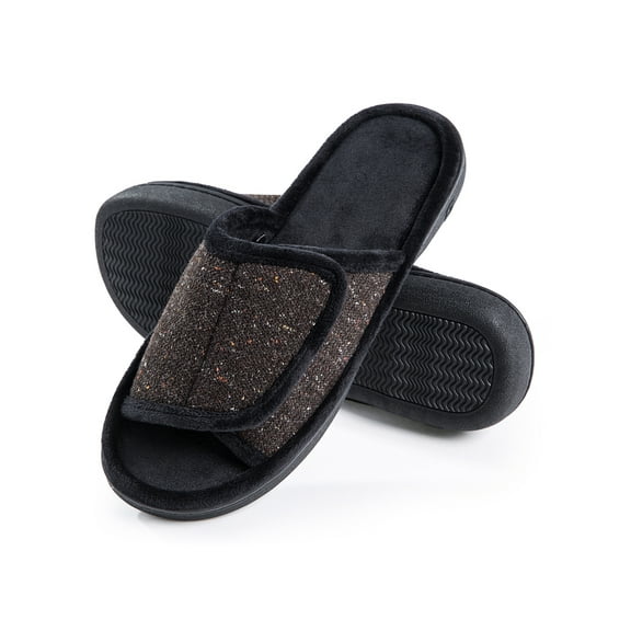 DL Adjustable Mens Slippers Memory Foam Open Toe House Slippers