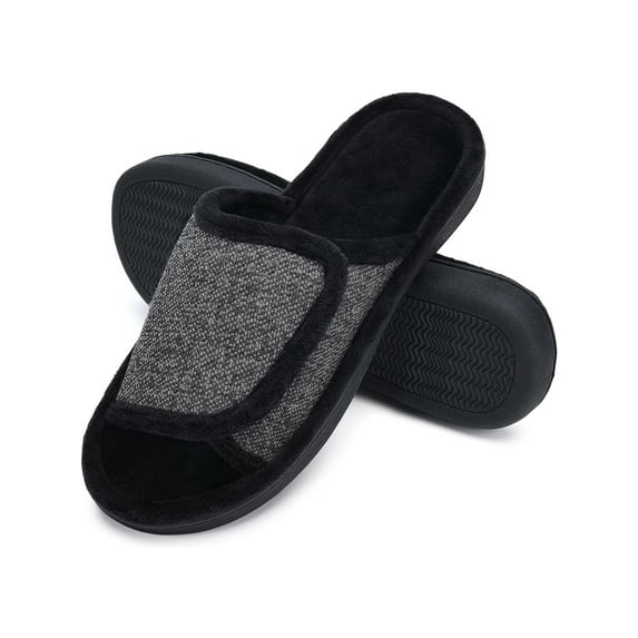 DL Adjustable Mens Slippers Memory Foam Open Toe House Slippers