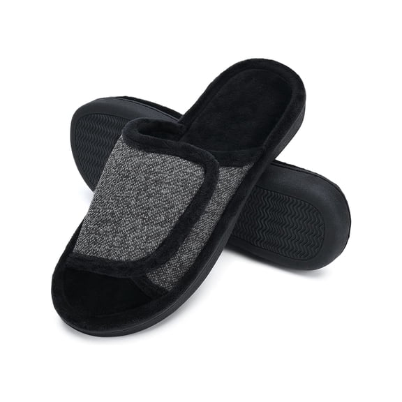 DL Adjustable Mens Slippers Memory Foam Open Toe House Slippers