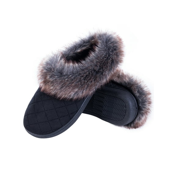DL Memory Foam Winter House Slippers for Women, Cozy Warm Woman Indoor Bedroom Houseshoes Slipper Non-Slip Closed Back