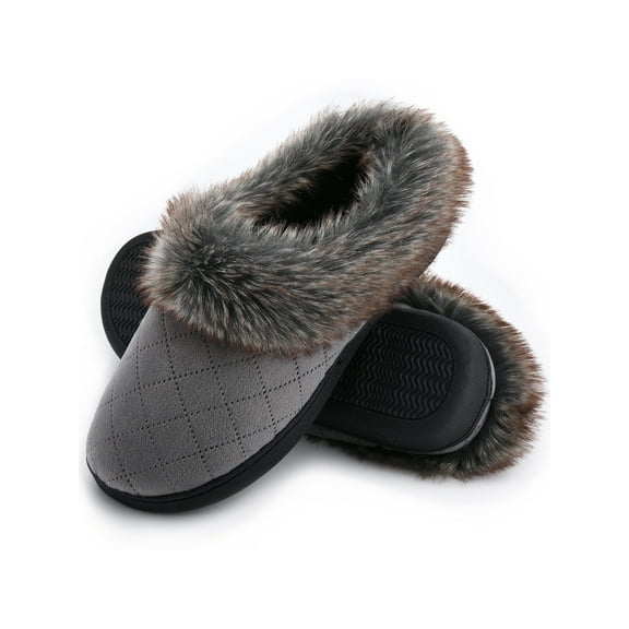 DL Memory Foam Winter House Slippers for Women, Cozy Warm Woman Indoor Bedroom Houseshoes Slipper Non-Slip Closed Back