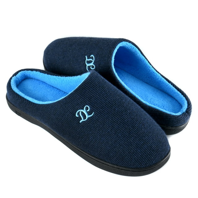 homeideas men's woolen fabric memory foam house slippers