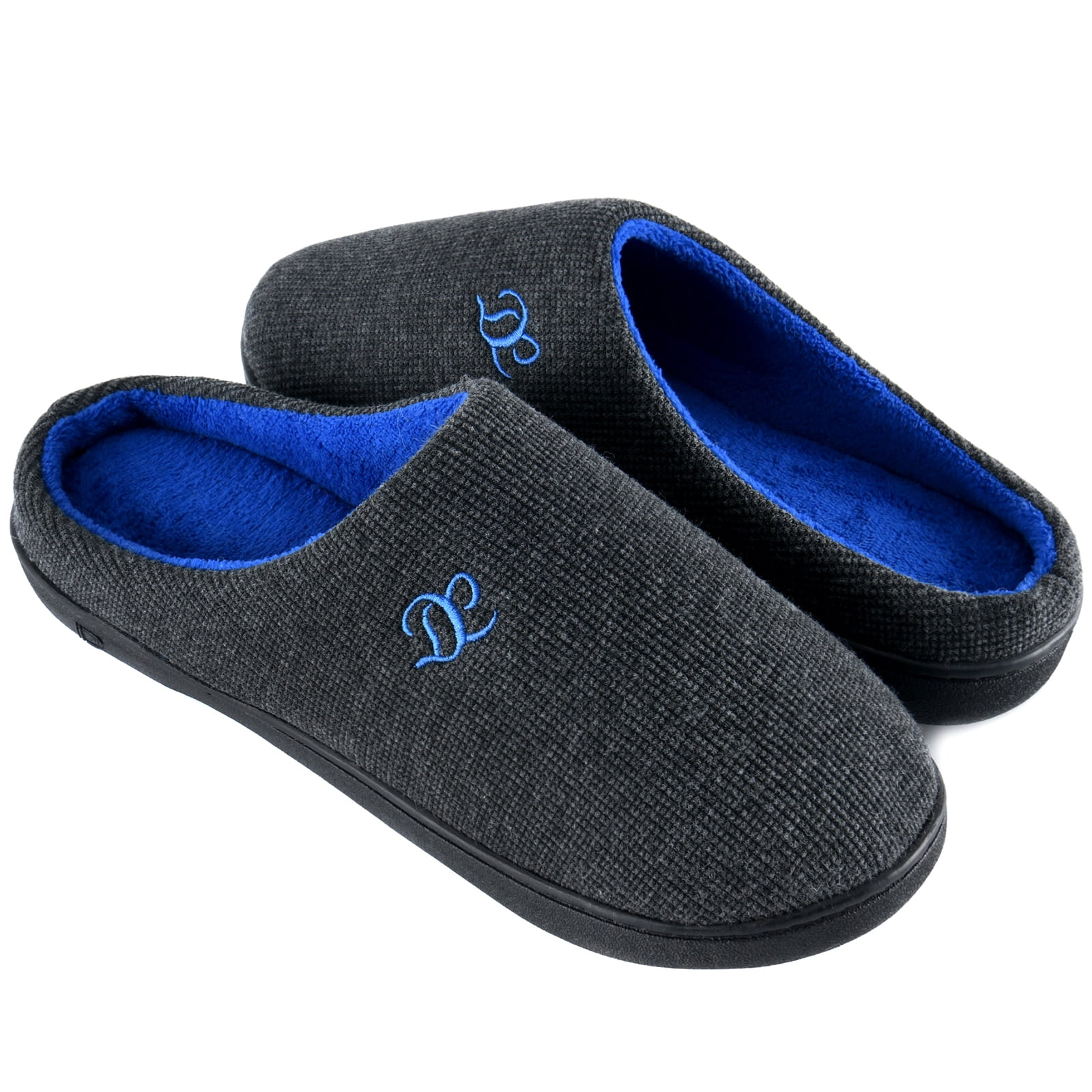 homeideas men's woolen fabric memory foam house slippers