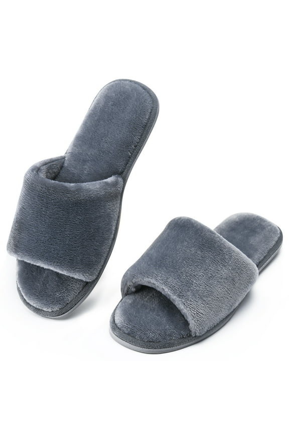 DL Open Toe House Slippers For Women Indoor Memory Foam Ladies Bedroom Slipper