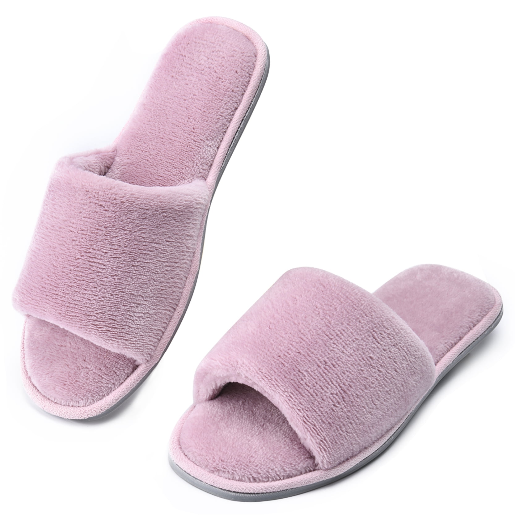 DL Open Toe House Slippers For Women Indoor Memory Foam Ladies Bedroom