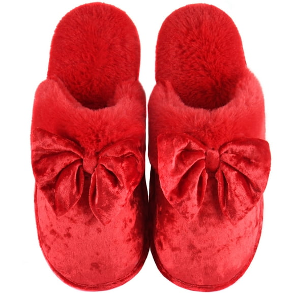 DL Women's Memory Foam Scuff House Slippers Fluffy Velvet Slip on Indoor Bedroom Womens Slippers